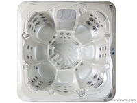 Outdoor spa 7-persoons 220x220x90 cm - wit bad met donkerbruine zijkant - incl. bluetooth - afbeelding 1 van  12