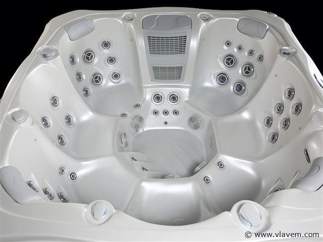 Outdoor spa 7-persoons 220x220x90 cm - wit bad met donkerbruine zijkant - incl. bluetooth - afbeelding 10 van  12