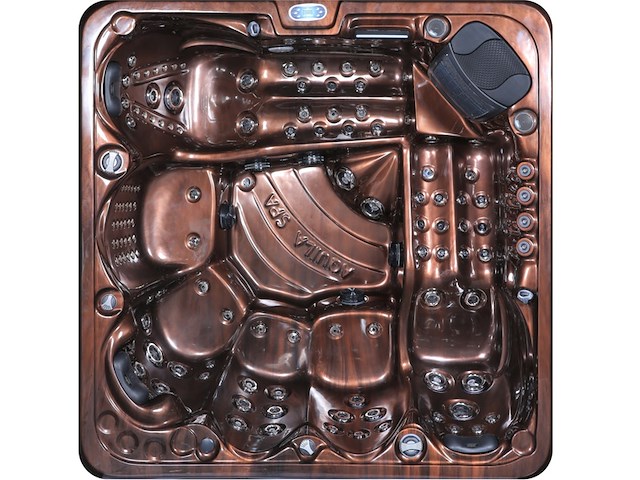 Outdoor spa aquila spa, 6 persoons met 2 ligplaatsen, bruin bad, zwarte skirts - afbeelding 5 van  22