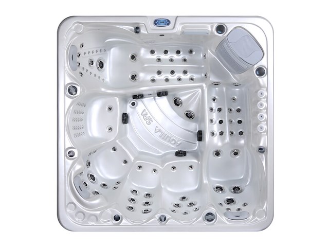 Outdoor spa aquila spa, 6 persoons met 2 ligplaatsen, wit bad, zwarte skirts - afbeelding 2 van  17
