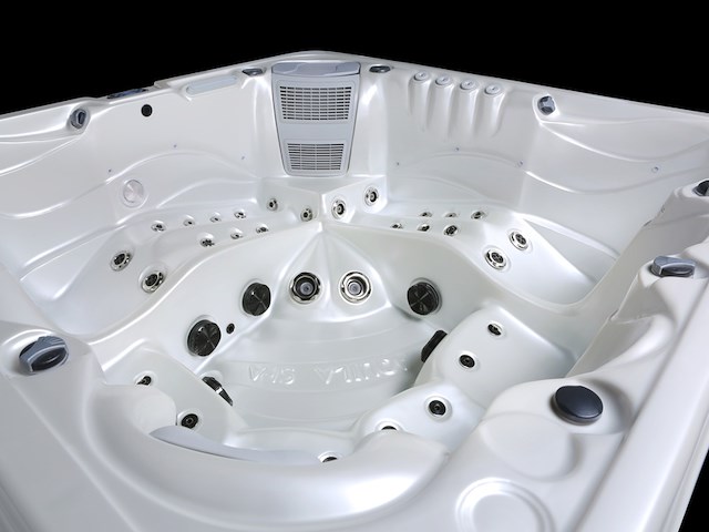 Outdoor spa aquila spa, 6 persoons met 2 ligplaatsen, wit bad, zwarte skirts - afbeelding 5 van  17