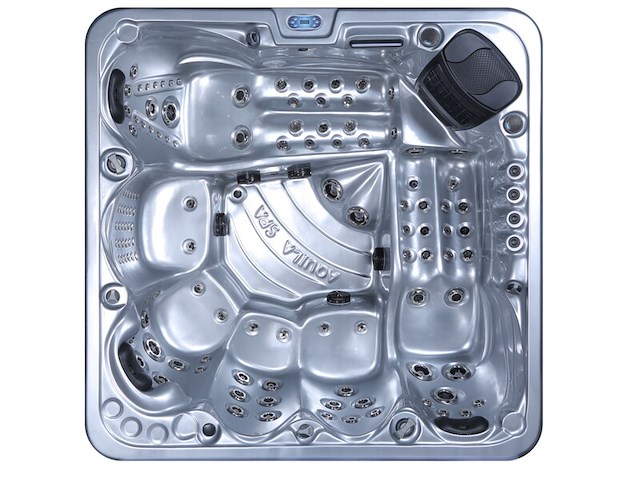 Outdoor spa aquila spa, 6 persoons met 2 ligplaatsen, zilver bad, zwarte skirt - afbeelding 11 van  18