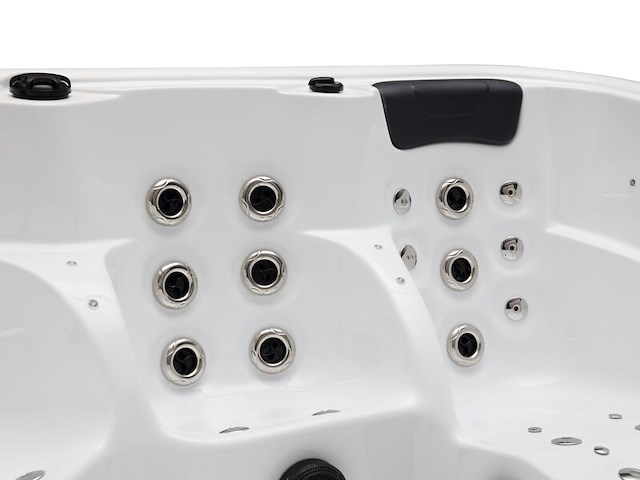 Outdoor spa vonato, 5-persoons spa met 3 ligplaatsen, wit bad, mahonierode skirts - afbeelding 7 van  21