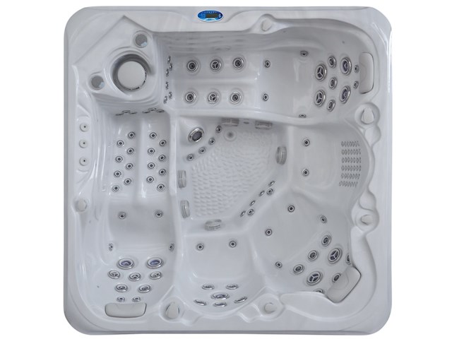 Outdoor spa vonato, lerano, sneeuwwit bad met antraciete skirts - afbeelding 1 van  11