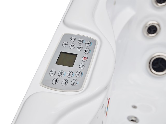 Outdoor spa vonato, tovario, wit bad / naturel houten kleur zijkant - afbeelding 24 van  27