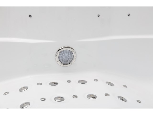 Outdoor spa vonato, tovario, wit bad / naturel houten kleur zijkant - afbeelding 26 van  27