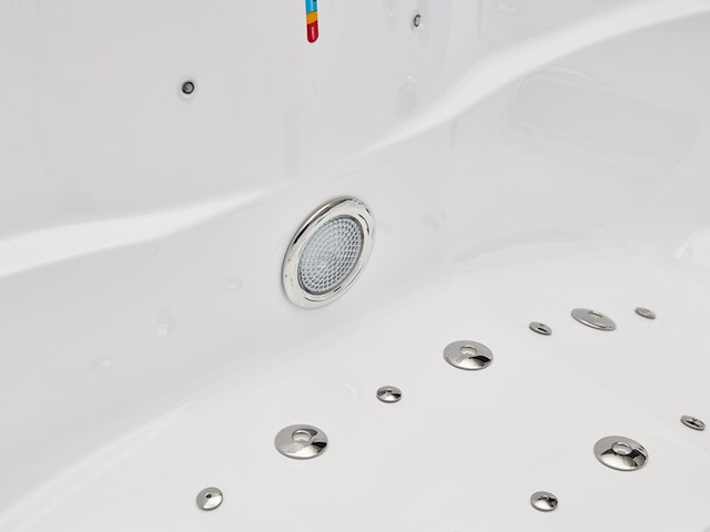 Outdoor spa vonato, tovario, wit bad / naturel houten kleur zijkant - afbeelding 22 van  24