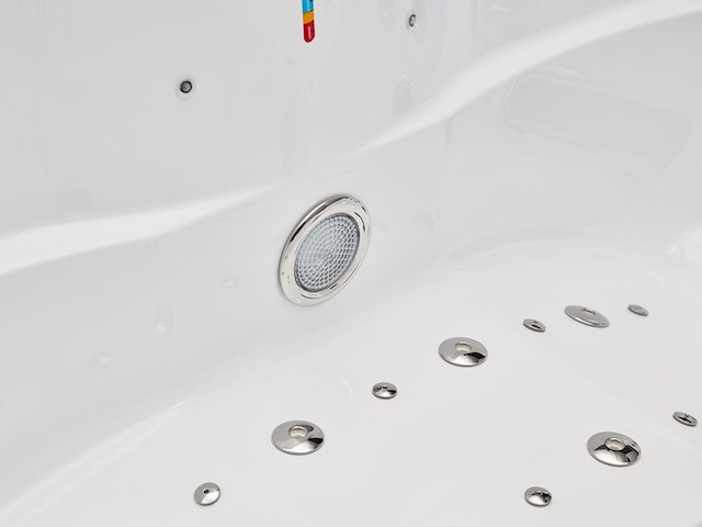 Outdoor spa vonato tovario wit bad / naturel houten kleur zijkant - afbeelding 22 van  24
