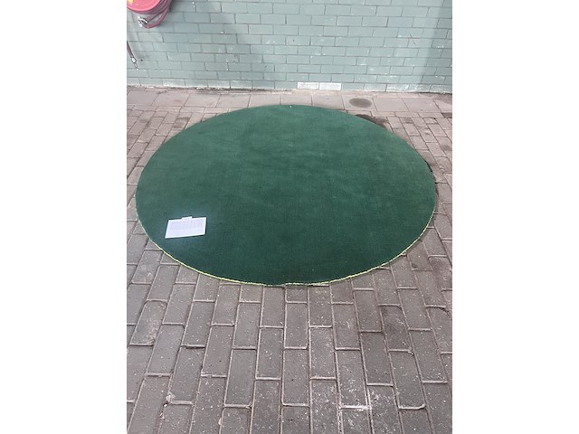 Outline vloerkleed dark green/lime round, polspotten - afbeelding 1 van  9