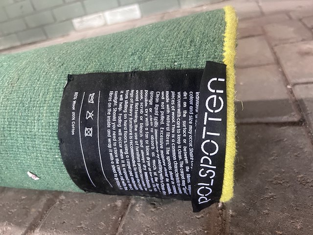 Outline vloerkleed dark green/lime round, polspotten - afbeelding 9 van  9