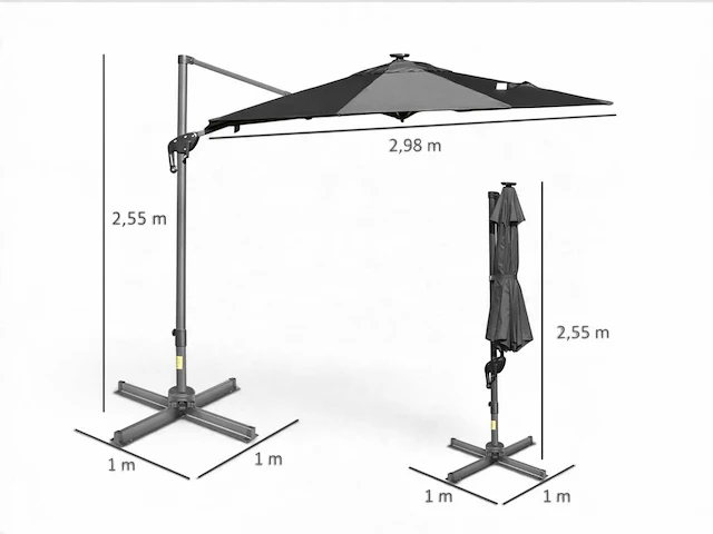Outsunny 84d-110 cg parasol met led verlichting - afbeelding 4 van  7