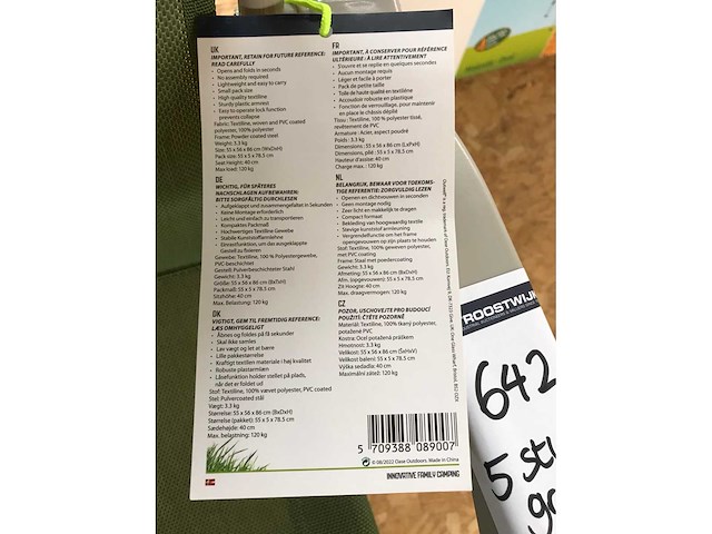 Outwell blackpool campingstoelen (5x) - afbeelding 4 van  4