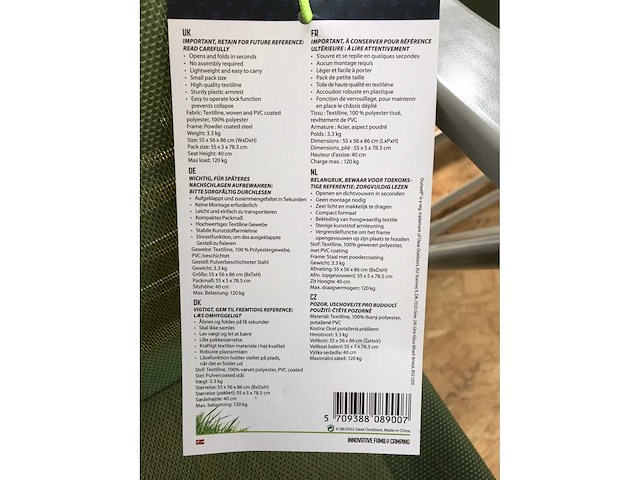 Outwell blackpool campingstoelen (5x) - afbeelding 4 van  4