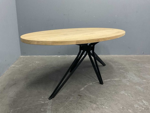 Ovaal eiken eetkamertafel 200 cm met onderstel dining drone slim - afbeelding 3 van  4