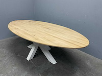 Ovaal eiken eetkamertafel 260 cm met onderstel spin - afbeelding 2 van  4