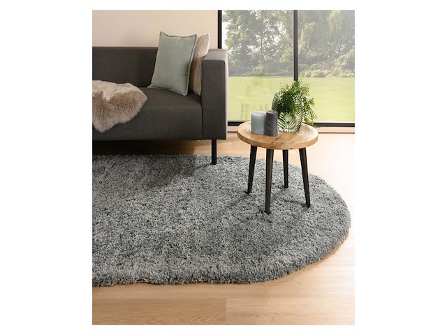 Ovaal hooppolig vloerkleed, grijs - afbeelding 1 van  2