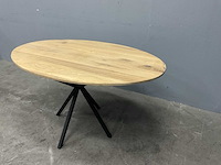 Ovaal verzet eiken eetkamertafel 140 cm met onderstel spin 85 - afbeelding 3 van  5