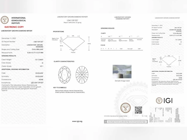 Ovale diamant 1.01 ct - afbeelding 5 van  5