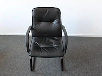 Ovale driedelige vergadertafel met acht sledestoelen met kunstlederen bekleding. afmeting 400 x 21 cm. hoog... - afbeelding 3 van  5