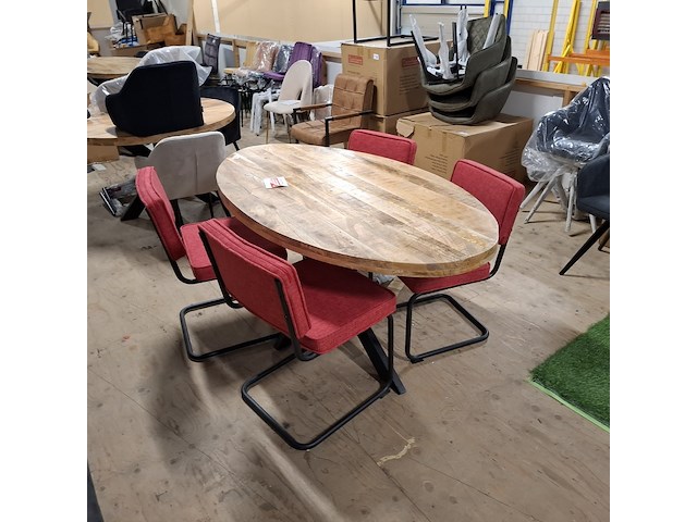 Ovale eetkamertafel met 4x stoel - afbeelding 1 van  7