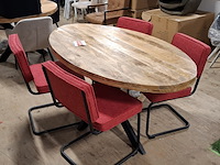 Ovale eetkamertafel met 4x stoel - afbeelding 2 van  7