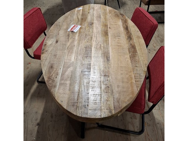 Ovale eetkamertafel met 4x stoel - afbeelding 4 van  7