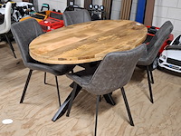 Ovale eetkamertafel met 4x stoel - afbeelding 1 van  6