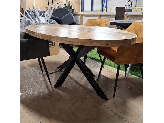 Ovale eetkamertafel met 4x stoel - afbeelding 2 van  7