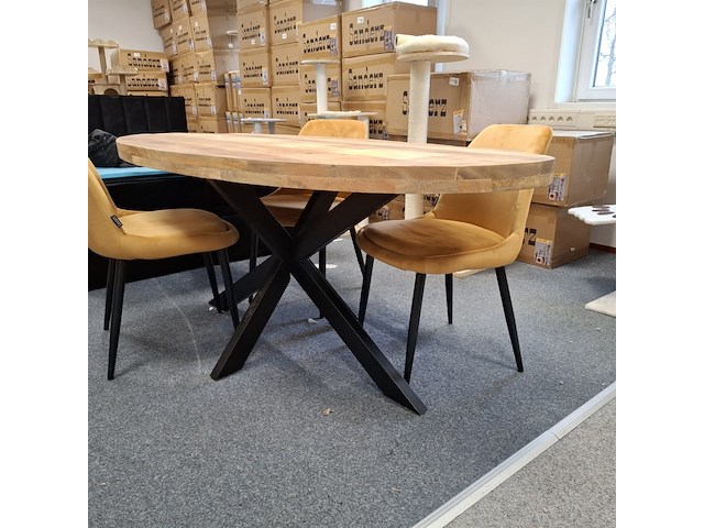 Ovale eetkamertafel met 4x stoel - afbeelding 2 van  5