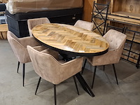 Ovale eetkamertafel met 5x stoel - afbeelding 1 van  9