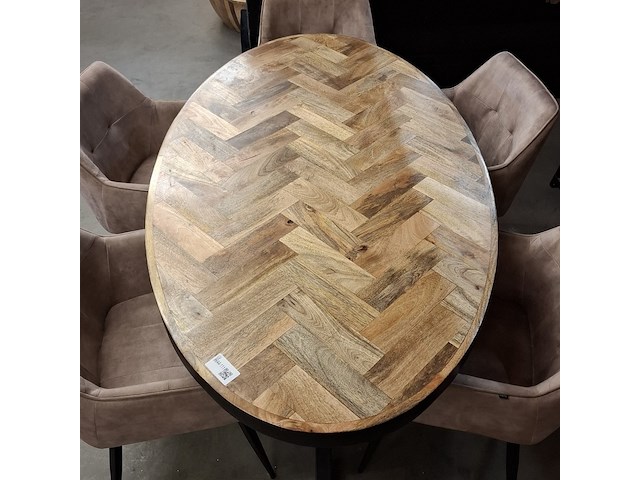 Ovale eetkamertafel met 5x stoel - afbeelding 2 van  9