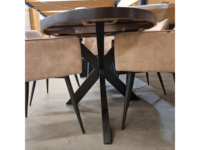 Ovale eetkamertafel met 5x stoel - afbeelding 4 van  9