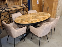 Ovale eetkamertafel met 5x stoel - afbeelding 8 van  9