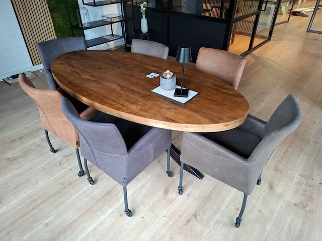 Ovale eetkamertafel met 6 stoelen - afbeelding 3 van  10