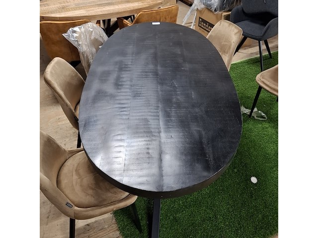 Ovale eetkamertafel met 6x stoel - afbeelding 3 van  7
