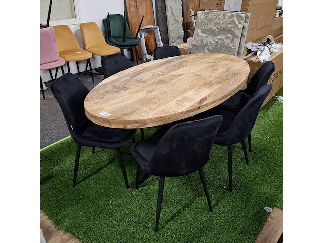 Ovale eetkamertafel met 6x stoel - afbeelding 1 van  5