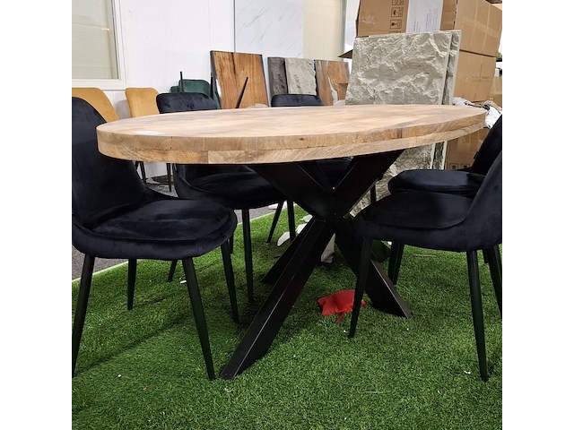 Ovale eetkamertafel met 6x stoel - afbeelding 2 van  5