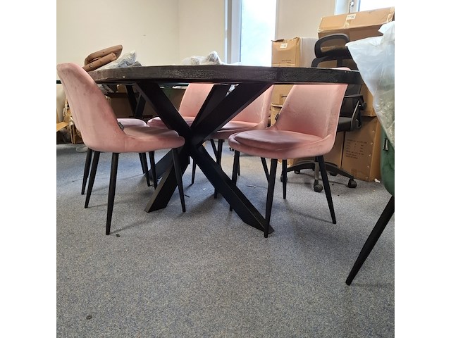 Ovale eetkamertafel met 6x stoel - afbeelding 2 van  9