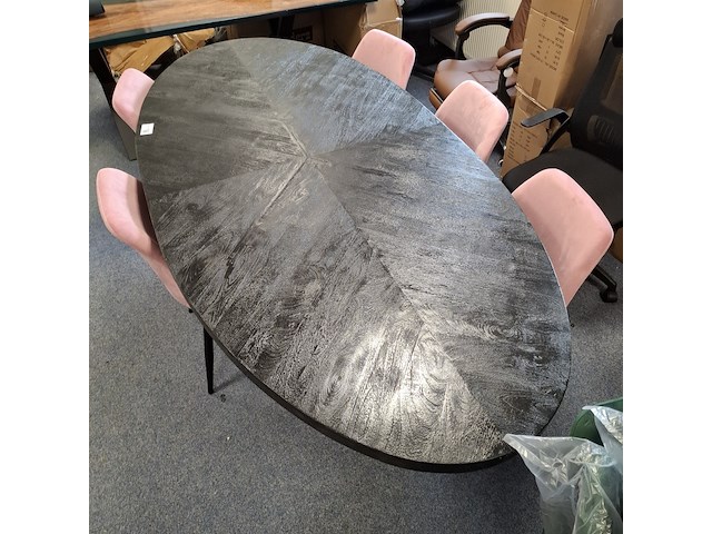 Ovale eetkamertafel met 6x stoel - afbeelding 3 van  9