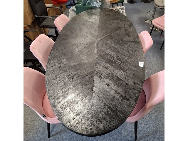Ovale eetkamertafel met 6x stoel - afbeelding 6 van  9