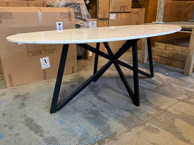 Ovale eetkamertafel met marmeren blad - afbeelding 1 van  7
