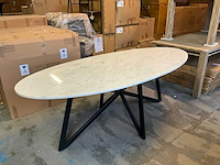 Ovale eetkamertafel met marmeren blad - afbeelding 3 van  7