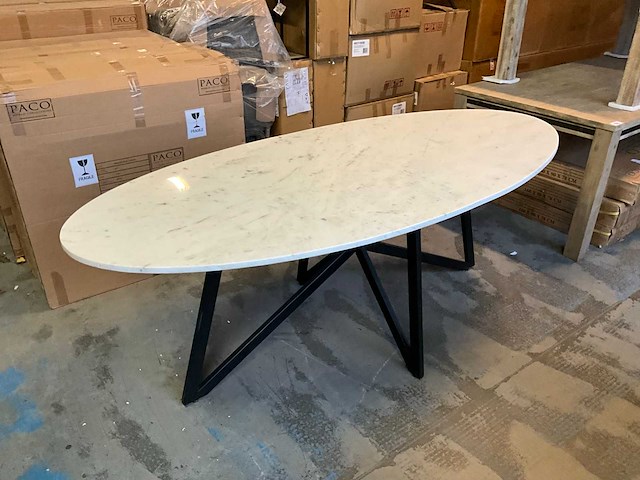 Ovale eetkamertafel met marmeren blad - afbeelding 6 van  7