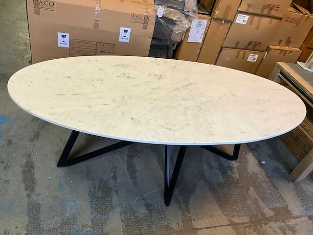 Ovale eetkamertafel met marmeren blad - afbeelding 7 van  7