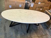 Ovale eetkamertafel met marmeren blad - afbeelding 7 van  7