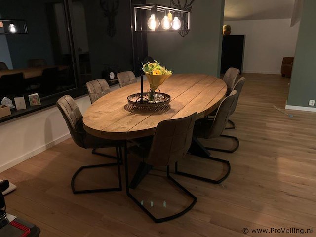 Ovale eettafel met matrix onderstel - 300x95cm - afbeelding 2 van  3