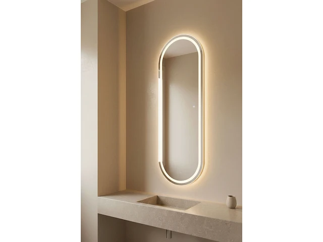 Ovale led badkamerspiegel 140×45 cm – anti-condens & 3 lichtkleuren vidi, hakon - afbeelding 1 van  4