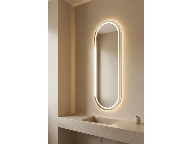 Ovale led badkamerspiegel 140×45 cm – anti-condens & 3 lichtkleuren vidi, hakon - afbeelding 1 van  4