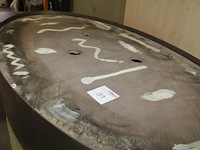 Ovale salontafel zonder afwerkblad. afmeting 152 x 82 x 30 cm. - afbeelding 3 van  3