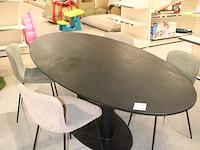 Ovale tafel met vijf stoelen afmeting 240 x 110 cm. hoogte 76 cm - afbeelding 2 van  2